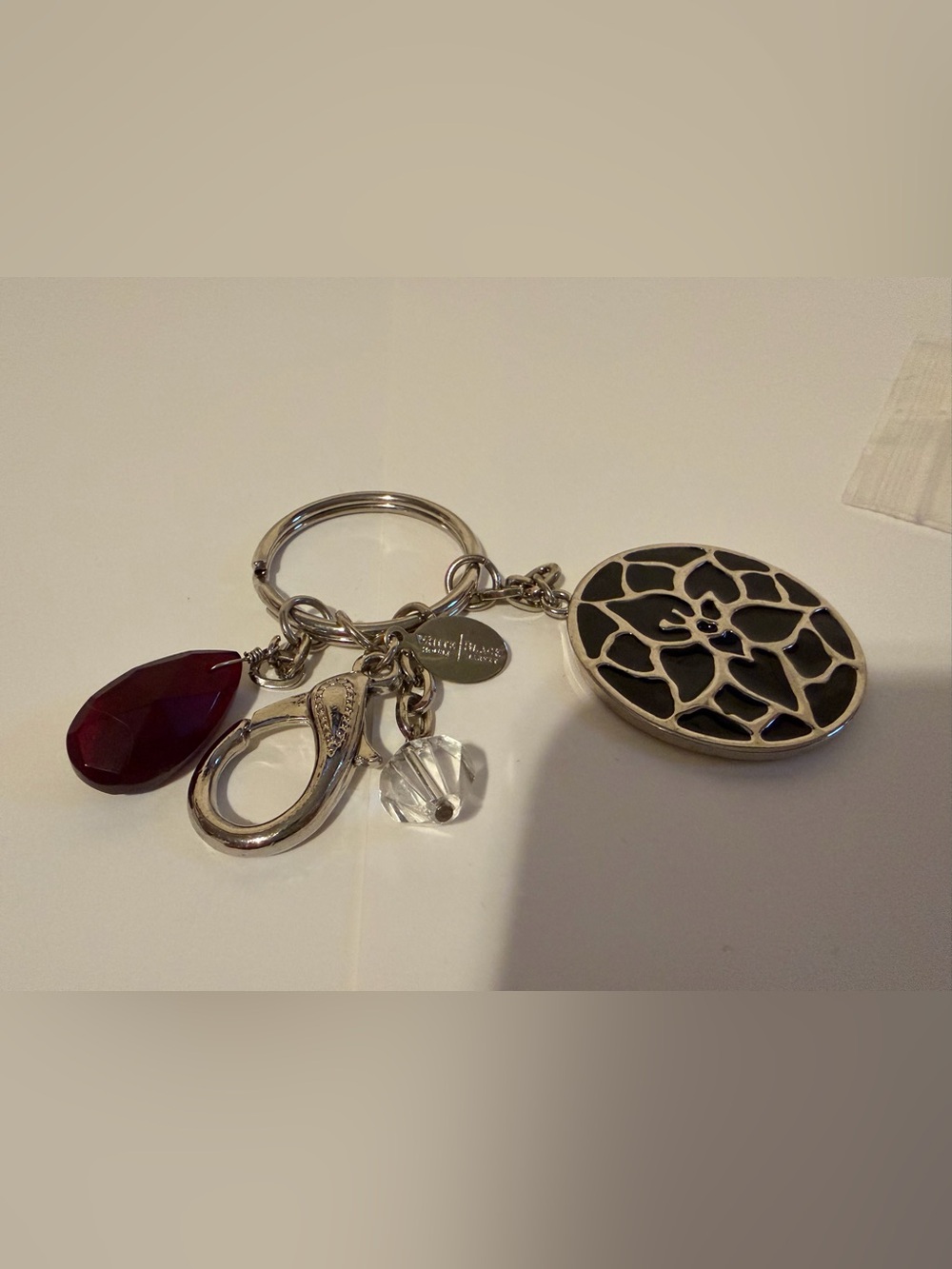 White House Black Market Silver Floral Medallion Key & Card Holder